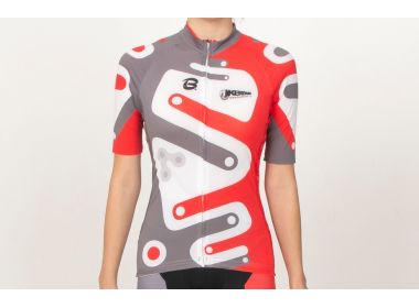 Tricou ciclism cu mânecă scurtă KEREKVAR EXPERT alb-rosu 