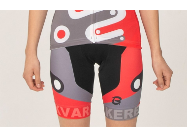 Pantaloni ciclism Kerekvar PRO alb-rosu