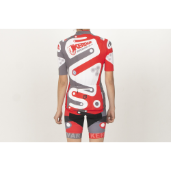 Tricou ciclism cu mânecă scurtă KEREKVAR EXPERT alb-rosu 